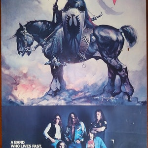 FRANK FRAZETTA &quot;Death Dealer&quot; Painting for &quot;Bounty Hunter&quot; Molly Hatchet 1978 2x3 Album Cover Promo Poster 22x35&quot;, Vintage, VG To Fine