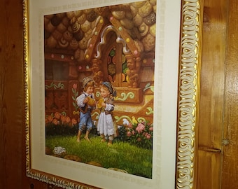 SCOTT GUSTAFSON &quot;Hansel & Gretel&quot; Signed and Numbered Framed Limited Edition #162, Vintage New 1995 19x22&quot;, with COA, Folder, Mint