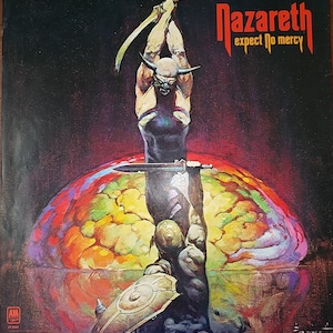 FRANK FRAZETTA &quot;Brain&quot; for Nazareth &quot;Expect No Mercy&quot; 1978 2x2 Promo Poster, with Bonus Worldbeater 18x24&quot; Print, Vintage New, Nearly MINT