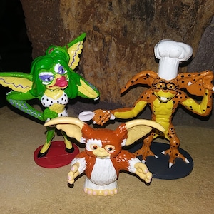 GREMLINS 2 APPLAUSE Action Figure in PVC, Set di 3: Greta, Gizmo e Lenny, 1990 Mint