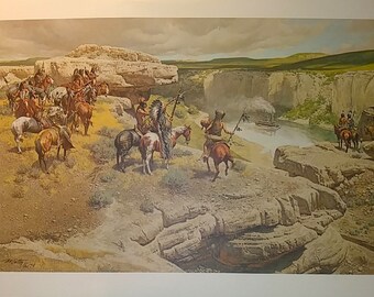 Lithographie « The Fireboat » signée Frank McCarthy, Édition limitée, Art occidental, 1985