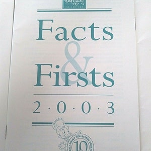 FACTS & FIRSTS for Walt Disney Classics Collection, WDCC PrIce Guide with Suggested Retail Prices 1999-2003, Vintage New, Mint