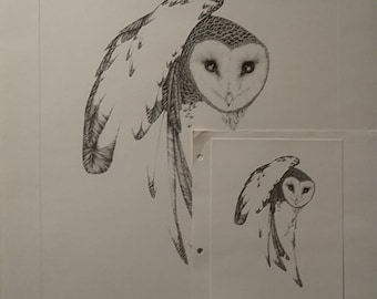 PETER PARNALL &quot;Barn Owl&quot;. Hand Signed and Numbered (#1025) 1979 Vintage New Limited Edition, 17x21&quot;, MINT