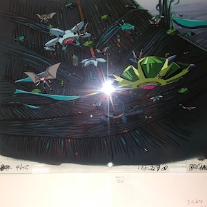 AMBASSADOR MAGMA Japanese Anime Key Background Setup of Armada of Alien Ships Vintage New 1993, with Original Envelope, Drawings, Mint