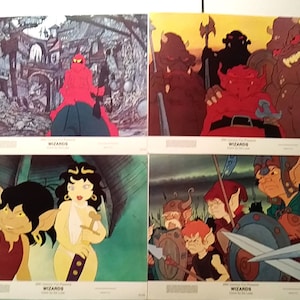 WIZARDS Lobby Cards Eight (8) Original 11x14&quot;, Ralph Bakshi Studios, 1977 Vintage New, MINT Condition
