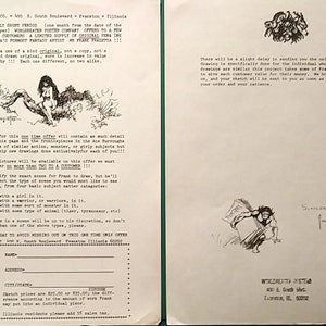 FRANK FRAZETTA Original 1968 Worldbeater Posters Stationery for their offering of his Original Pen and Ink Sketches, 8-1/2x11&quot; Near Mint