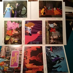 SLEEPING BEAUTY Lobby Cards, Disney 1970 Re-Release Set of Eight (8) 11x14&quot;, Vintage Brand New and in Pristine MINT Condition