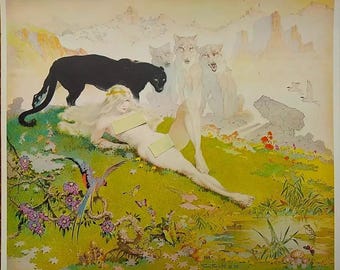 Frank Frazetta Złota dziewczyna Pocztówka, Vintage 1977 Russ Cochran Promo