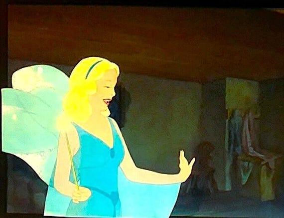 Vintage Disney Pinocchio Blue Fairy Production Cel, 1940 Hand