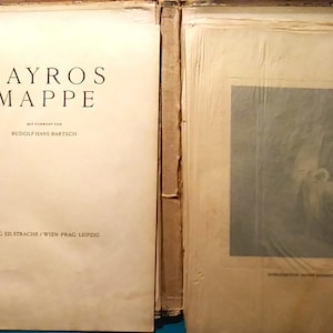 May include: A vintage book titled "Bayros Mappe" with the text "Mit Vorwort von Rudolf Hans Bartsch" and "Verlag Ed. Strache / Wien Prag Leipzig" on the cover.