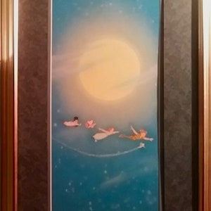 PETER PAN, Disney-MGM Animation Studios Lifesized Lithograph of Key Matching Production Background Setup, 18x36&quot; Custom Framed, Mint