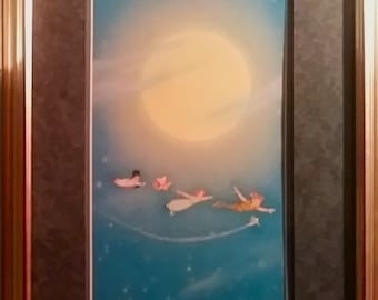 PETER PAN, Disney-MGM Animation Studios Lifesized Lithograph of Key Matching Production Background Setup, 18x36&quot; Custom Framed, Mint