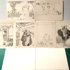 TOM CANTY Six (6) Fantasy Notecards, Archival Press 1978 5x7&quot; with Envelopes, Vintage New, Pristine Mint