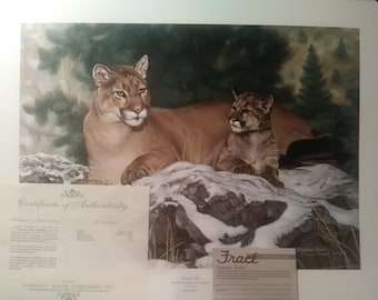 Charles Frace Cougar Print, Signed Limited Edition, Wildlife Art