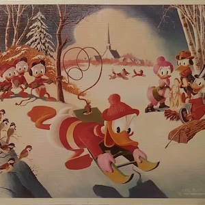 CARL BARKS Donald Duck Photoprint &quot;Winter Wonderland&quot;, Vintage New 1980s 14x11&quot;, MINT Condition