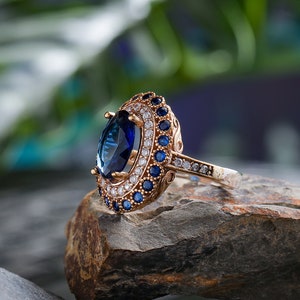Handmade Ring Women, Sapphire Ring, Handmade jewelry, 925 Sterling Silver, Gemstone Ring, Gift For Her, Birthday Gfit