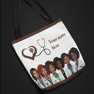Black Doctor Bag Personalized Black Female Doctor Tote Gift  Doctor Gift Physician Gift Black Woman   Black Girl Tote Black Girl Magic  v4