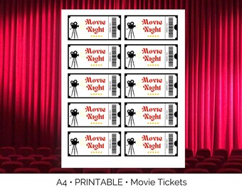 Movie Night Tickets, Printable Party Favors (Digital Download)