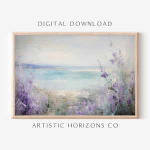 Lavender Ocean Digital Download Poster Print Oil Painting Style Artwork