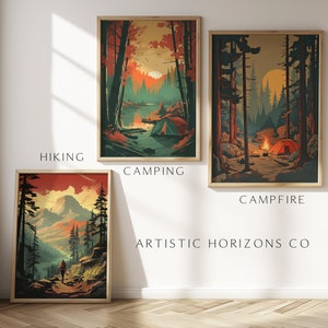 Vintage Camping Poster Wall Art Nature Poster Print Retro Style Artwork