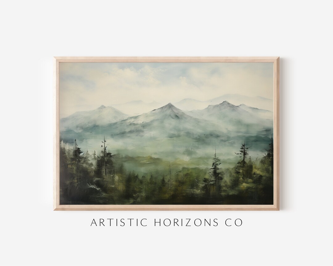 Mountain Forest Landscape Wall Art Poster Print Oil Painting Style ...
