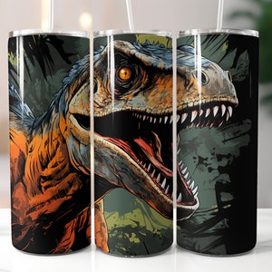 Velociraptor Dinosaur 20oz Skinny Tumbler Sublimation Design Straight Wrap Tumbler PNG Instant Download