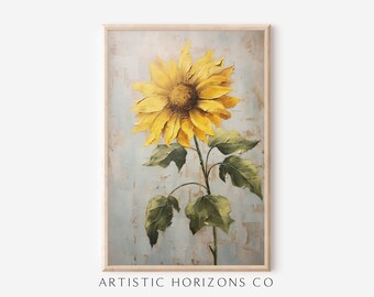 Sunflower Wall Art Physical Poster Print Oil Painting Vintage Style Artwork