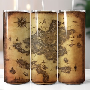Fantasy World Map 20oz Skinny Tumbler Sublimation Design Straight Wrap Tumbler PNG Instant Download