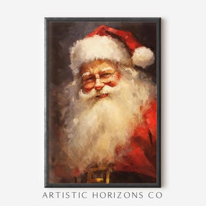 Santa Claus Wall Art Oil Painting Vintage Style Poster Print Father Christmas Artwork