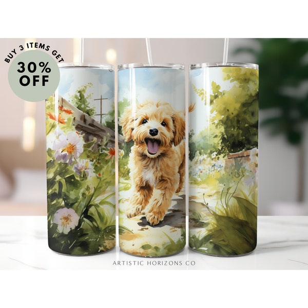 Cavooodle Acquerello 20 oz Skinny Tumbler Sublimazione Design Dritto Wrap Tumbler PNG Download istantaneo