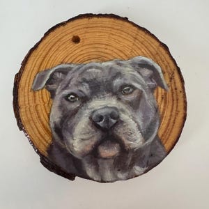 Dog wooden ornaments- hand painted with oil paints
