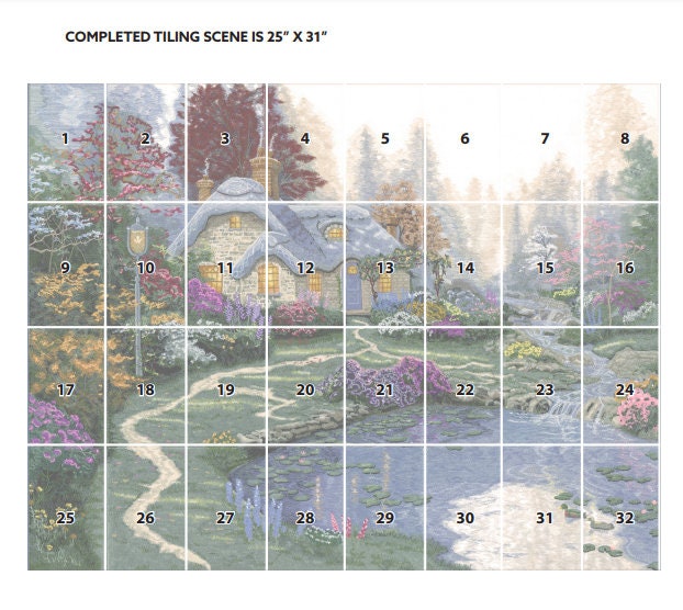 USB Designs Thomas Kinkade Everett's Cottage Tiling Scene by OESD