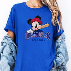 Los Angeles Mickey Mouse Baseball Shirt Fun Disney Baseball Fan Tee, Unique Los Angeles Gift Idea, Soft and Comfortable Unisex Cotton Shirt
