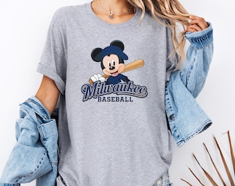 Milwaukee Mickey Mouse Disney Baseball Shirt – Fun Baseball Fan Tee, Unique Disney and Sports Gift Idea, Soft Unisex Cotton Shirt