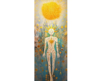 Golden Aura Yoga Mat: Man in Tranquil Waters with Sunlight - Peaceful Oasis Design - Free Shipping