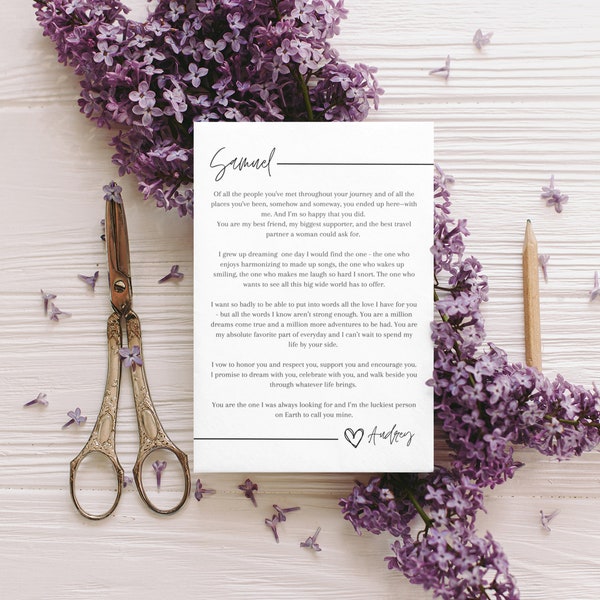 Wedding Vow Cards Template, Commitment Ceremony, Edit on Canva, Customizable Vow Cards for Brides and Grooms, Vow Renewal, Instant Download