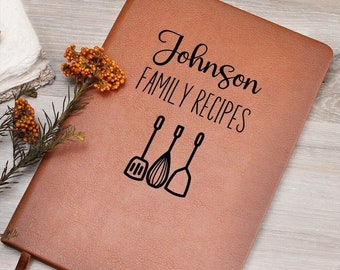 Personalized Family Recipe Book, Custom Leather Recipe Book, Cookbook Gift for Mom, Cooking Gift for Grandma, Heirloom Recipe Book Keepsake