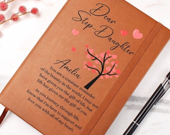 To My Step Daughter Personalized Leather Journal, Gifts for Step Daughter Name Journal, Personalized Gift for Step-Daughter, Bonus Daughter