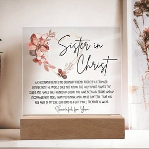 Placa de regalo de amistad de hermana en Cristo, regalo de agradecimiento por ti para las mujeres, regalo de fe para un amigo cristiano, gracias, regalo de amigo religioso