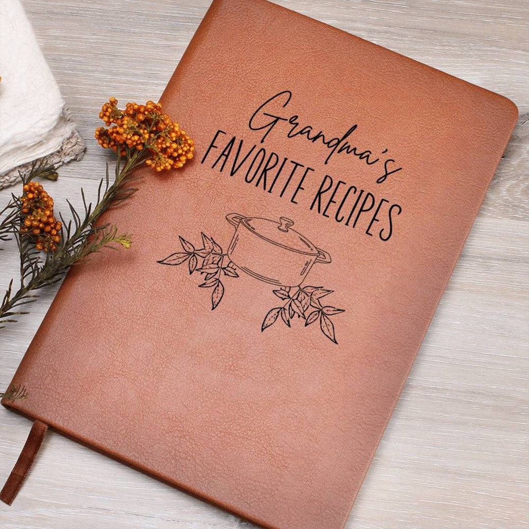 Personalized Leather Recipe Book, Blank Recipe Book Gift for Grandma