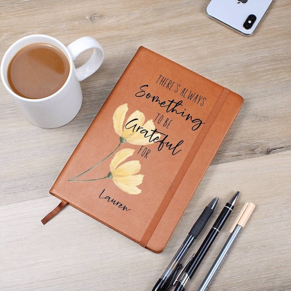 Personalized Leather Gratitude Journal for Women, Christian Gifts for Sister in Christ Religious Gift Floral Gratitude Journal for Girls