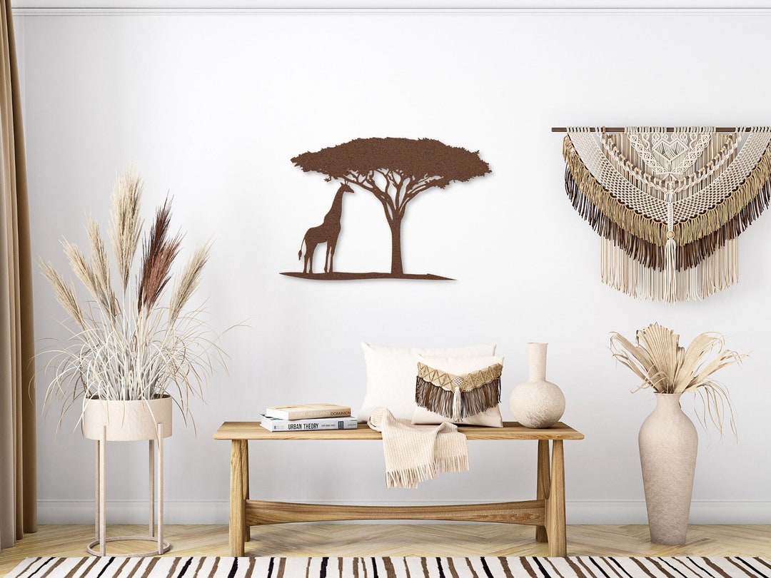 African Metal Wall Art Safari Decor Metal Tree Wall Art Giraffe Nursery