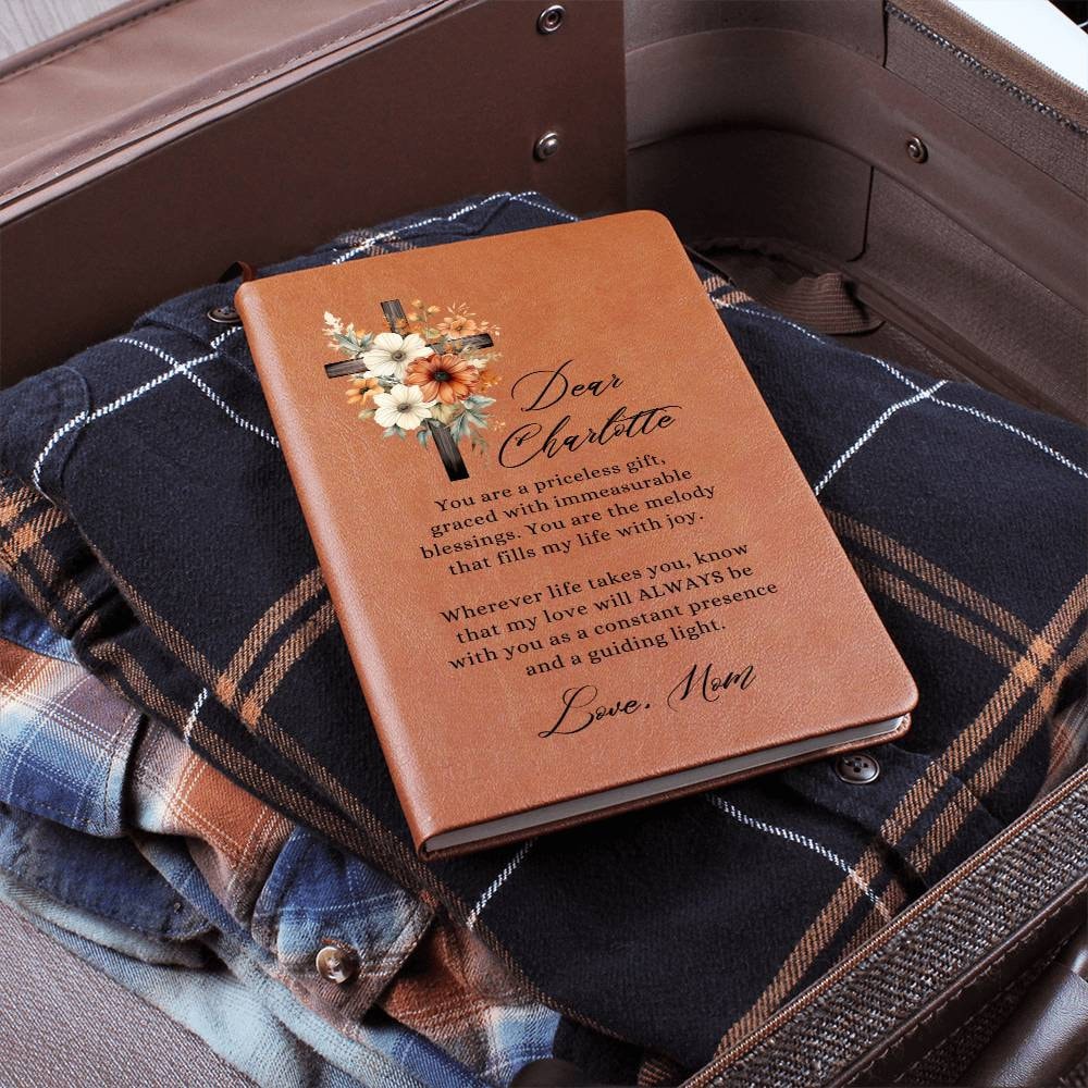 Floral Cross Personalized Leather Journal for Daughter, Unique Gifts for Daughter from Mom, Daughter Name Journal, Christian Daughter Gifts