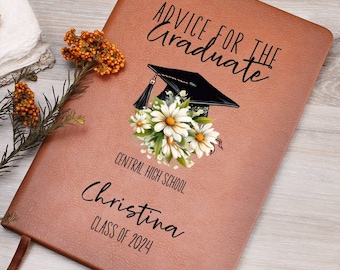 Cadeaux de fin d'études pour filles Journal en cuir personnalisé Conseils pour les diplômées Livre d'or Cadeaux sentimentaux pour l'obtention du souvenir souvenir