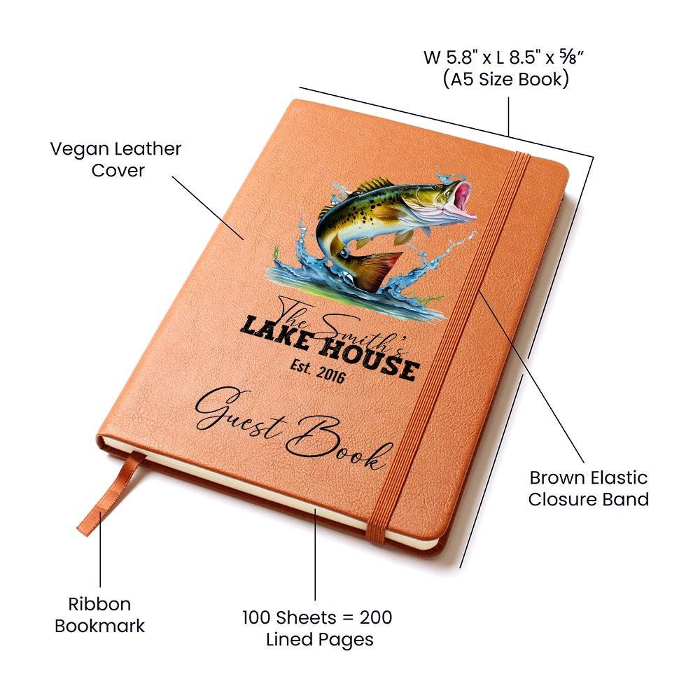 Personalized Lake House Guest Book, Custom Guest Book for Vacation Home,  Rental Home Guest Book, Leather Guest Book for Family Cabin 