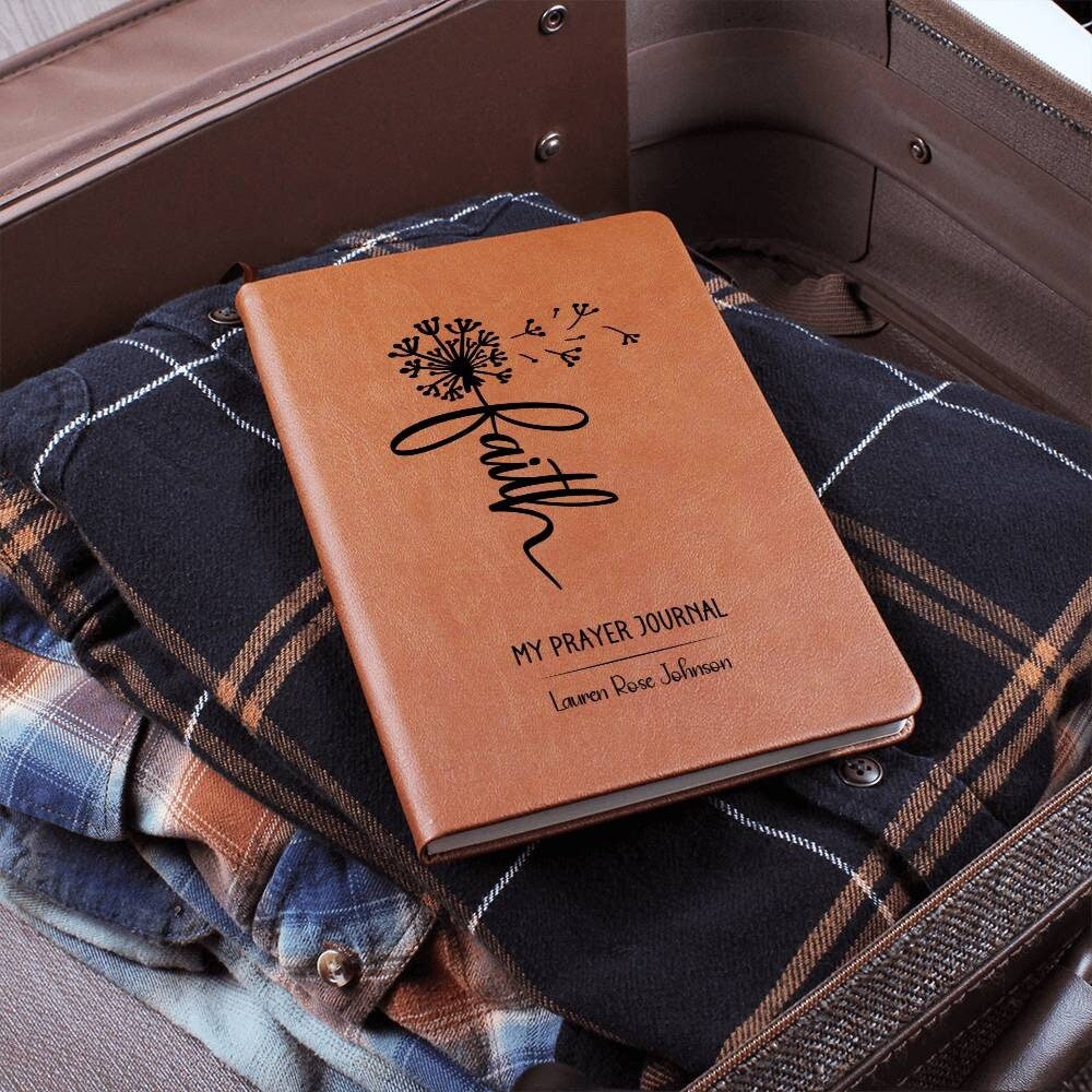 Faith Prayer Journal Personalized Leather Journal Christian Friend Gifts Custom Leather Notebook Prayer Journal Leather Notebook Gift
