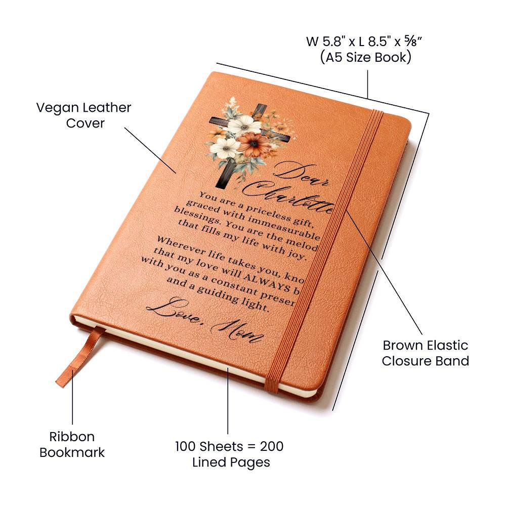Floral Cross Personalized Leather Journal for Daughter, Unique Gifts for Daughter from Mom, Daughter Name Journal, Christian Daughter Gifts