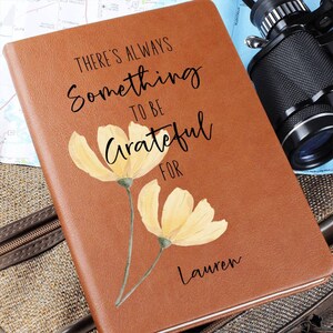 Personalized Leather Gratitude Journal for Women, Christian Gifts for Sister in Christ Religious Gift Floral Gratitude Journal for Girls image 2
