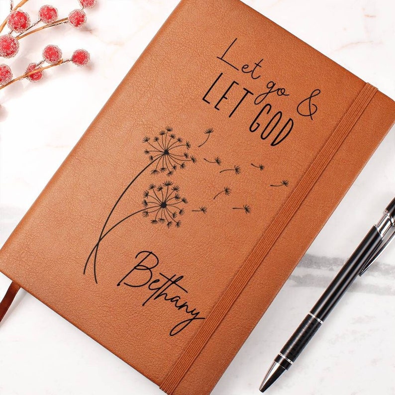 Personalized Prayer Journal for Women, Let Go and Let God Leather Prayer Journal Christian Gifts Devotional Journal