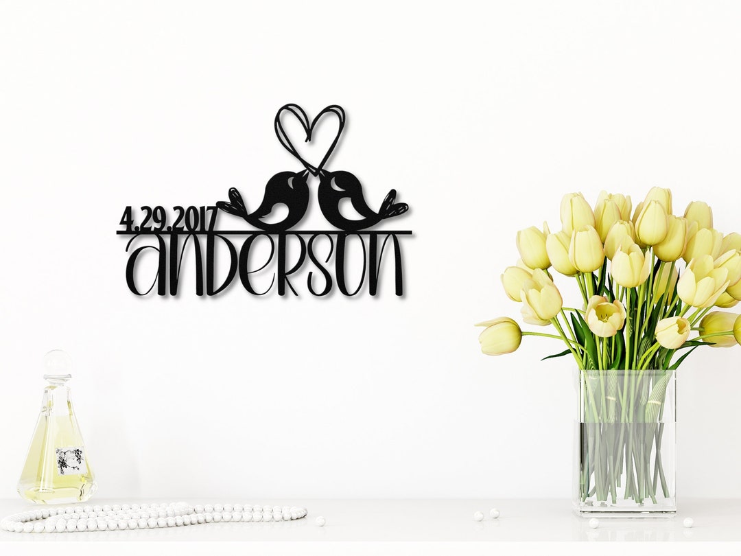 Love Birds Custom Metal Monogram Name Sign Anniversary Wall Decor